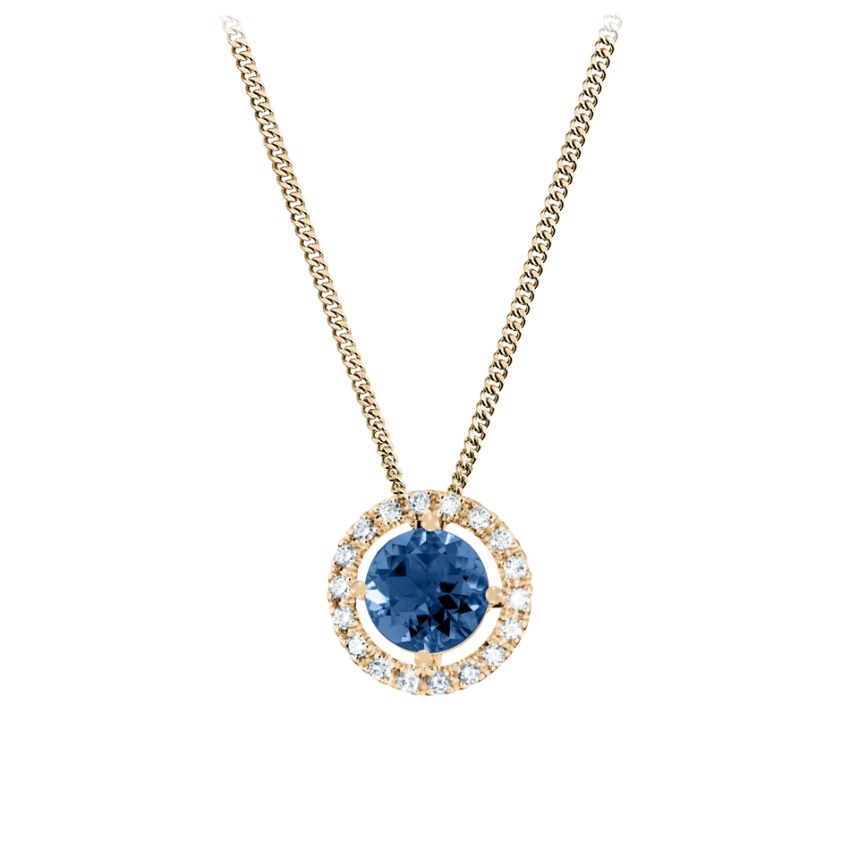 Anhänger Halo Saphir blau mit 2.14 karat Brillant Form Sapphire Gemstone Anhänger Halo Saphir blau mit 2.14 karat Brillant Form Sapphire Gemstone