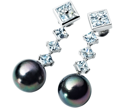 Ohrhänger Tahitiperle Diamanten Ohrhänger Tahitiperle Diamanten
