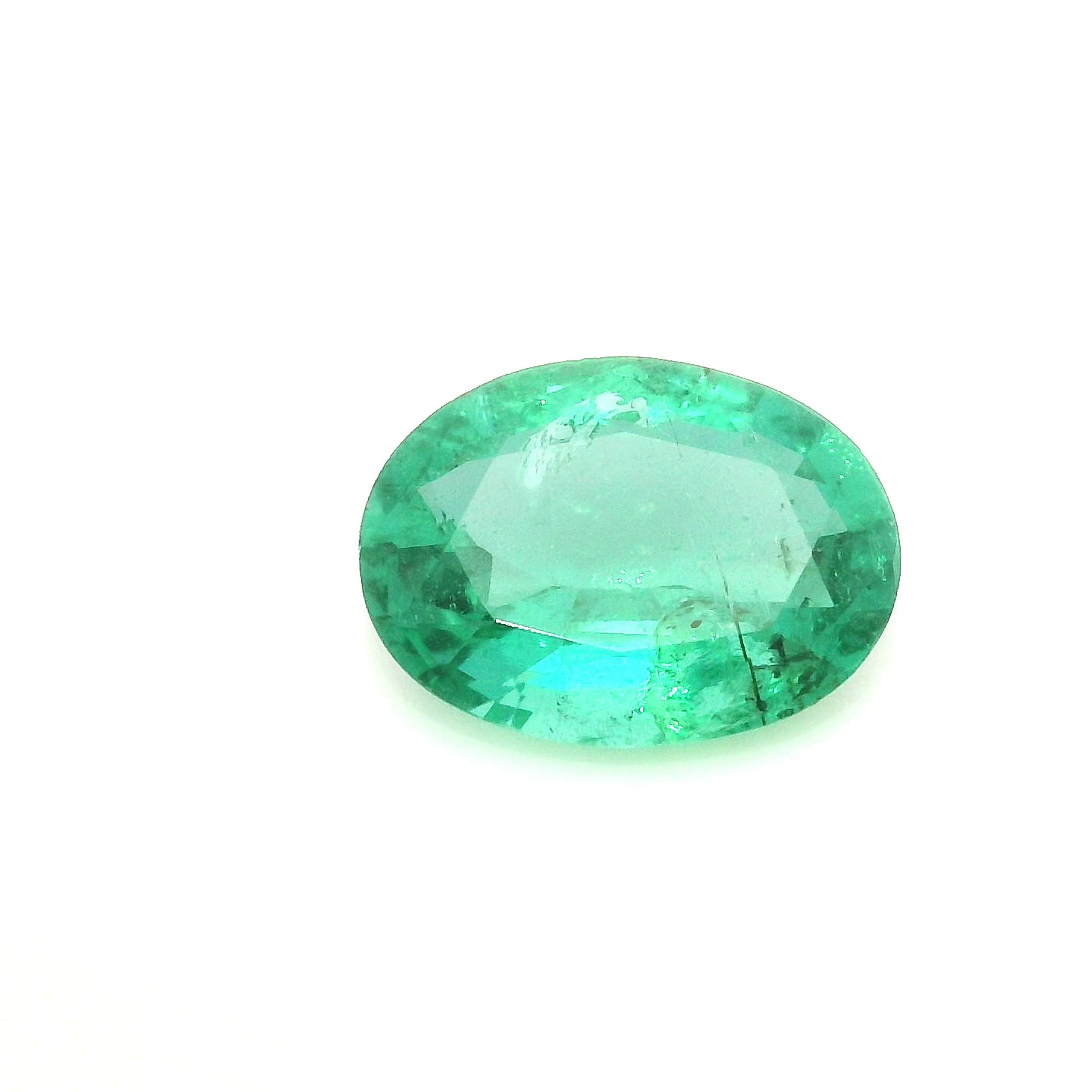 1.08 Karat Oval Form Emerald Gemstone