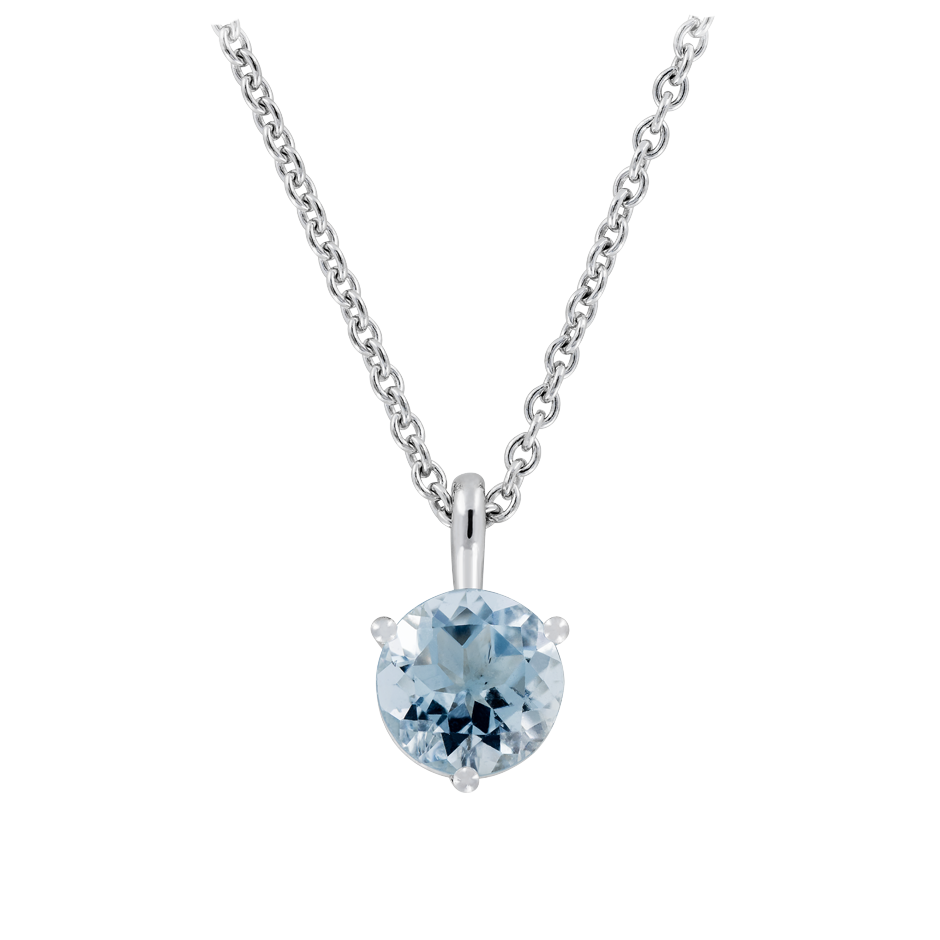 Pendant 3-prong aquamarine blue with 0.51 carat Round Shape Alexandrite Gemstone