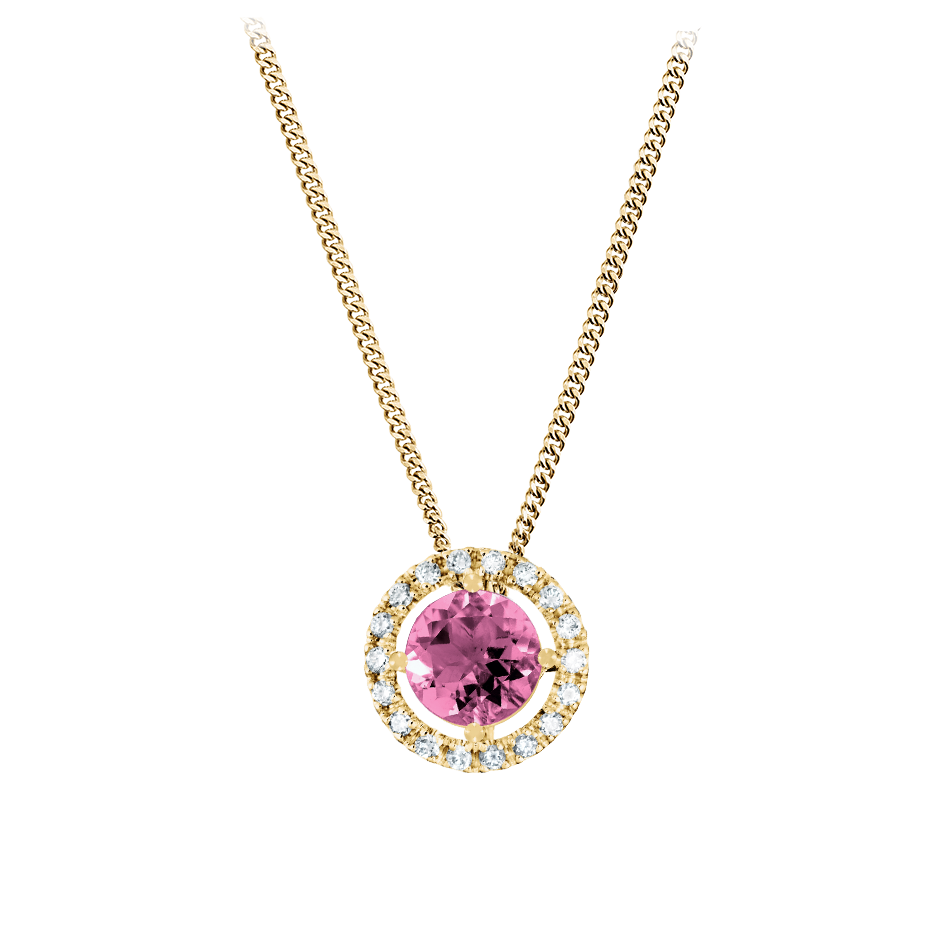 Halo Tourmaline Pink Pendant with 0.69 carat Round Shape Tourmaline Gemstone