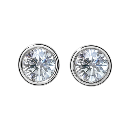 Boucles D'oreilles En Or 18 Carats Avec Diamants - Sertis Clos, Poids 1.69g, Occasion