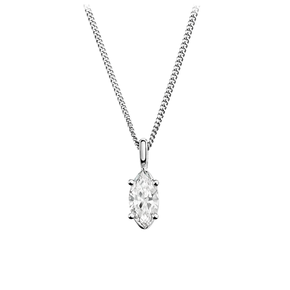 4-Krappenfassung mit 0.41 karat Navette Form Naturdiamant