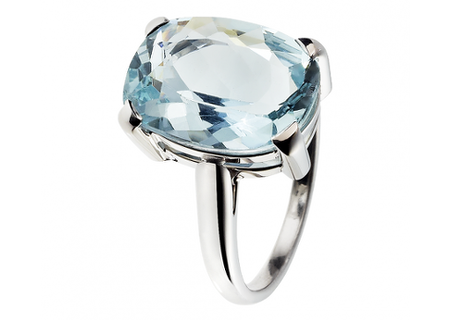 Rocks Cocktailring Aquamarin Weißgold